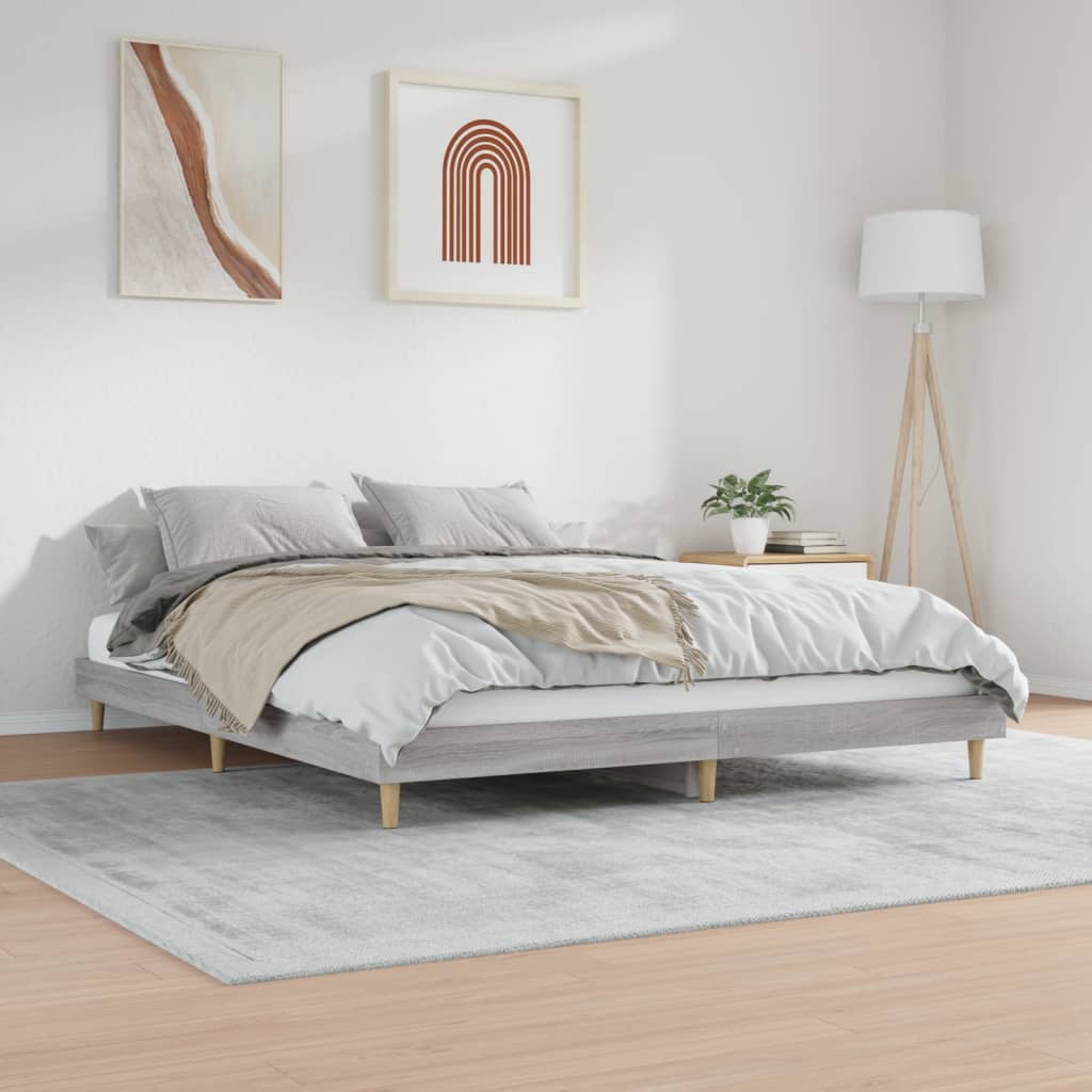 sonoma tölgyszínű szerelt fa ágykeret 200 x 200 cm