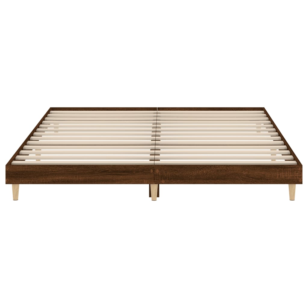 barna tölgy színű szerelt fa ágykeret matrac nélkül 200x200 cm
