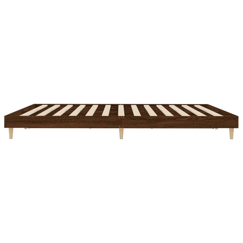 barna tölgy színű szerelt fa ágykeret matrac nélkül 200x200 cm