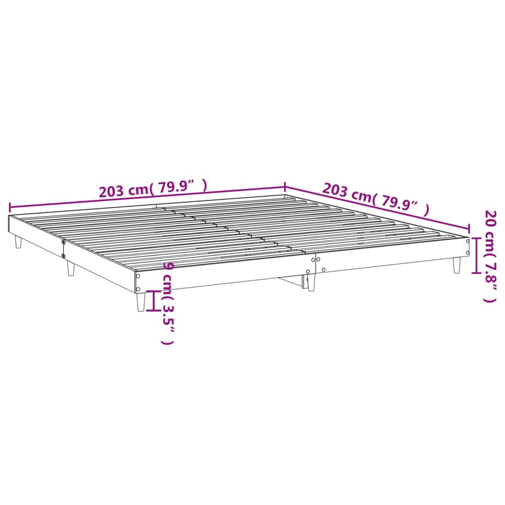 barna tölgy színű szerelt fa ágykeret matrac nélkül 200x200 cm