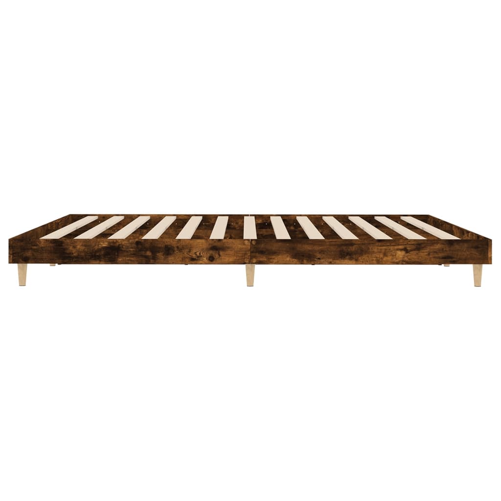 füstös tölgy színű szerelt fa ágykeret matrac nélkül 150x200 cm