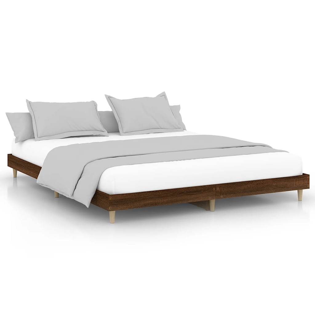 barna tölgy színű szerelt fa ágykeret matrac nélkül 120x200 cm