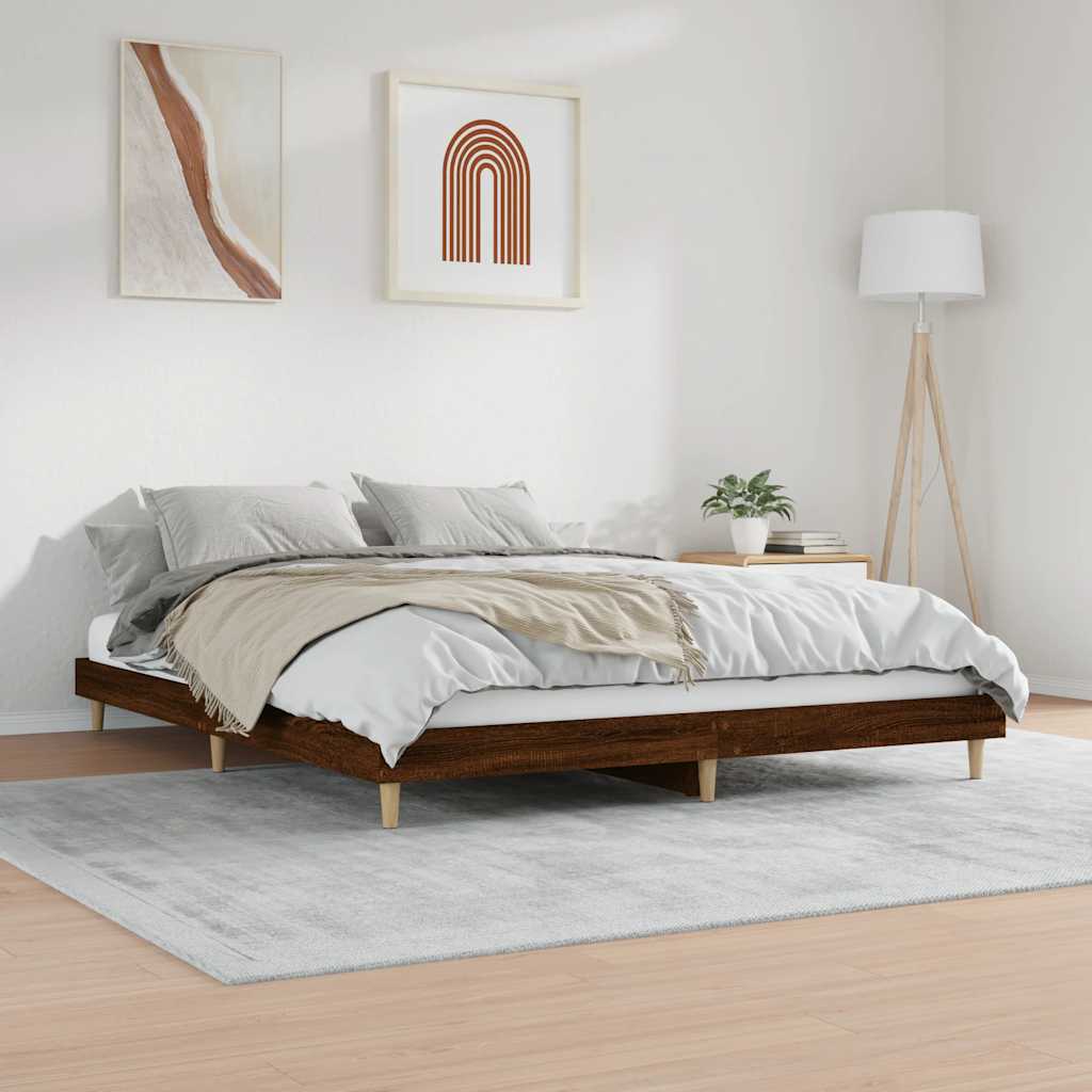 barna tölgy színű szerelt fa ágykeret matrac nélkül 120x200 cm