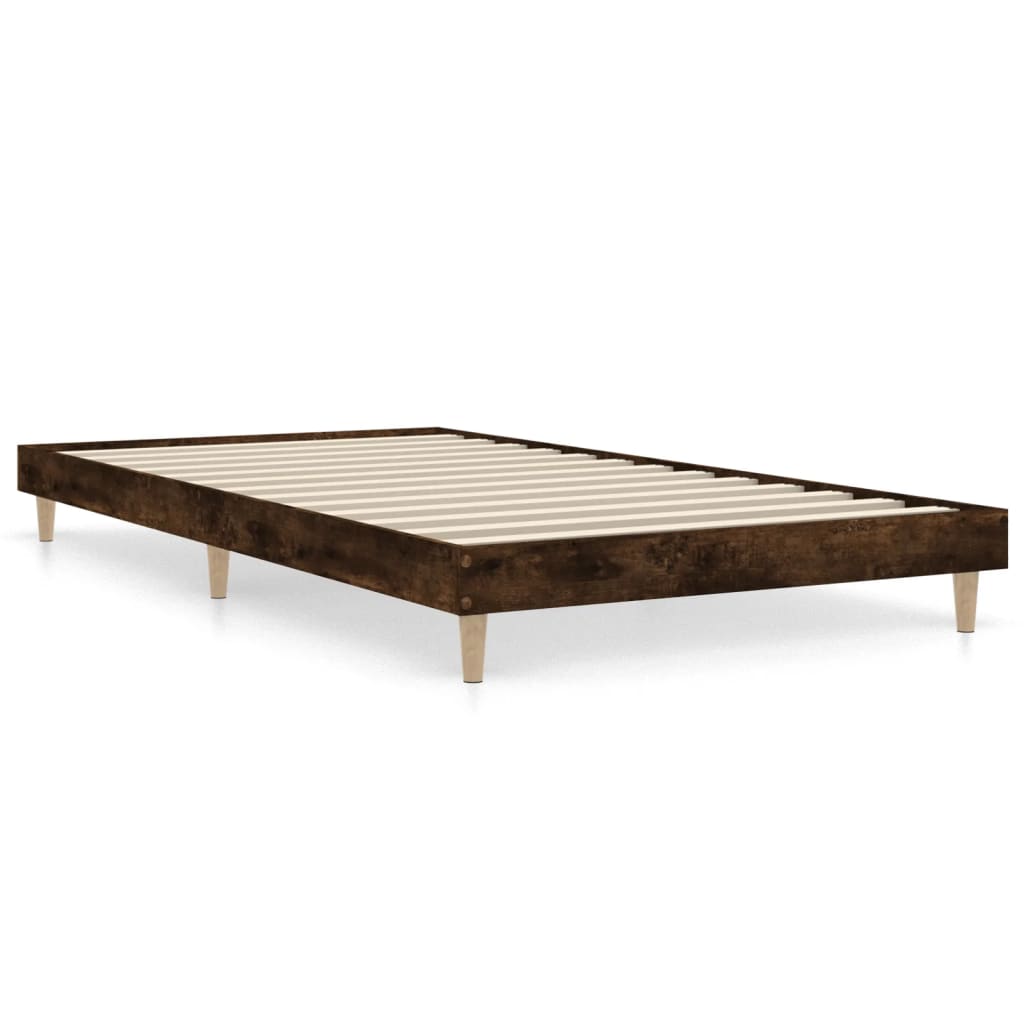 füstös tölgy színű szerelt fa ágykeret matrac nélkül 100x200 cm