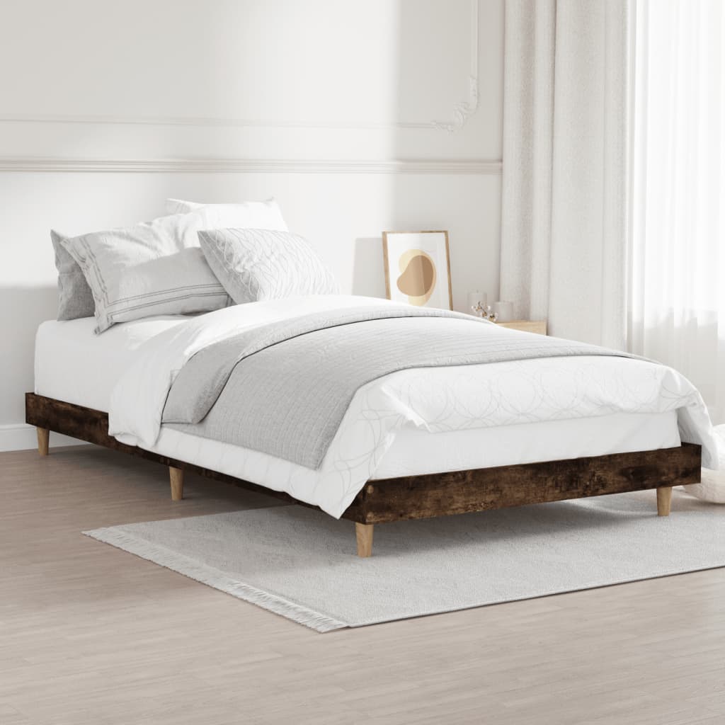 füstös tölgy színű szerelt fa ágykeret matrac nélkül 100x200 cm