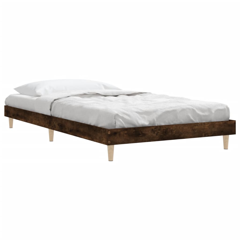 füstös tölgy színű szerelt fa ágykeret matrac nélkül 100x200 cm