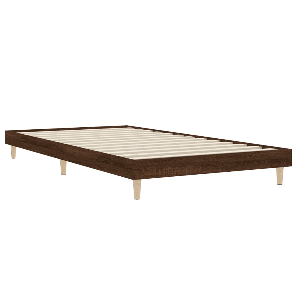 barna tölgy színű szerelt fa ágykeret matrac nélkül 100x200 cm