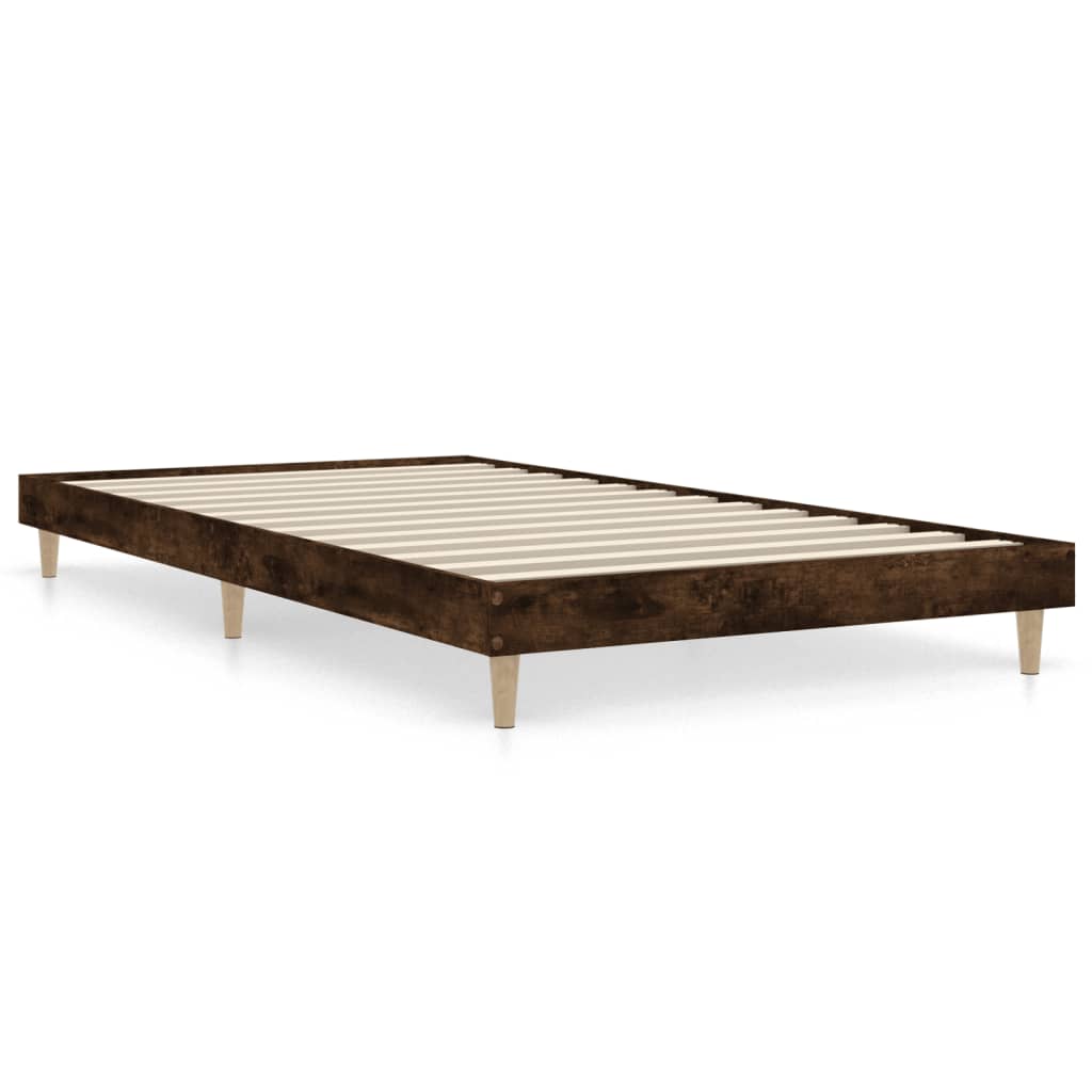 füstös tölgy színű szerelt fa ágykeret matrac nélkül 90x200 cm