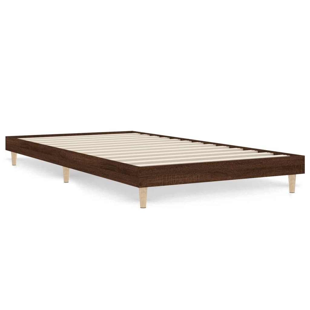 barna tölgy színű szerelt fa ágykeret matrac nélkül 90x200 cm