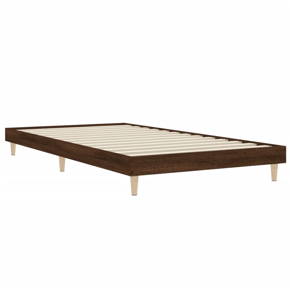 barna tölgy színű szerelt fa ágykeret matrac nélkül 90x200 cm