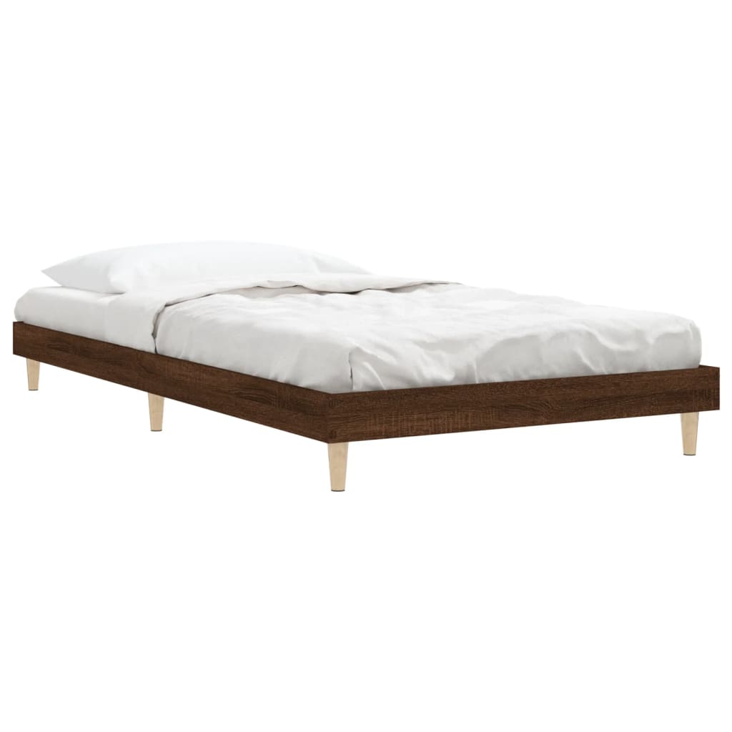 barna tölgy színű szerelt fa ágykeret matrac nélkül 90x200 cm