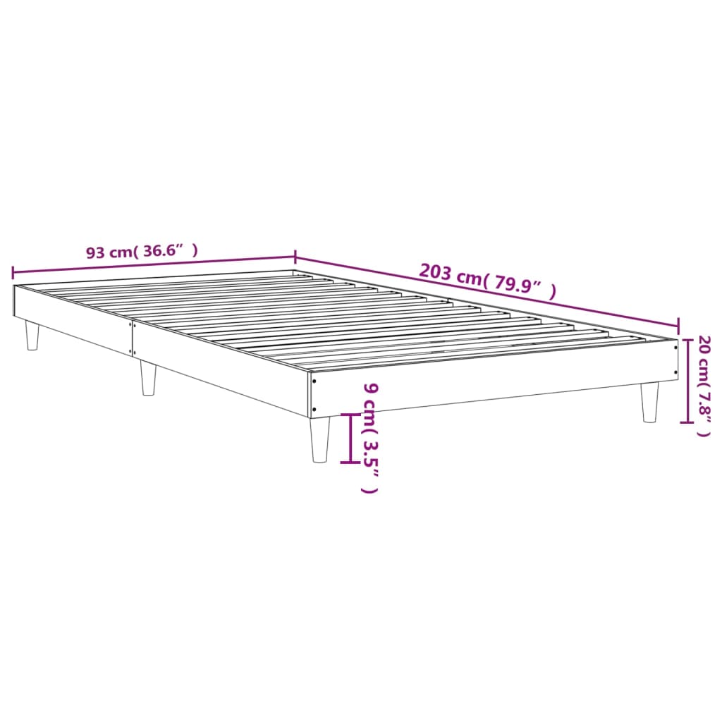 barna tölgy színű szerelt fa ágykeret matrac nélkül 90x200 cm