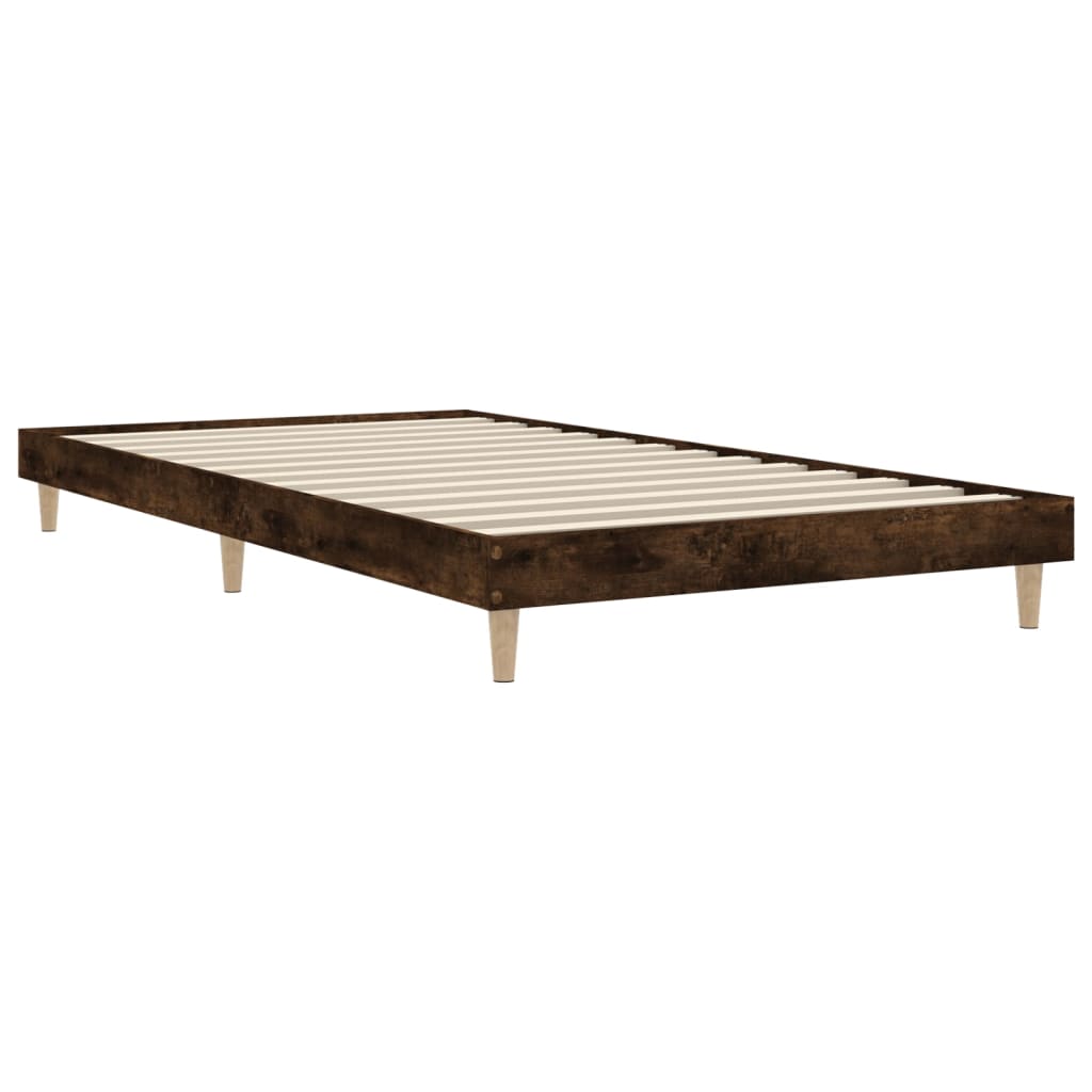 füstös tölgy színű szerelt fa ágykeret matrac nélkül 90x190 cm