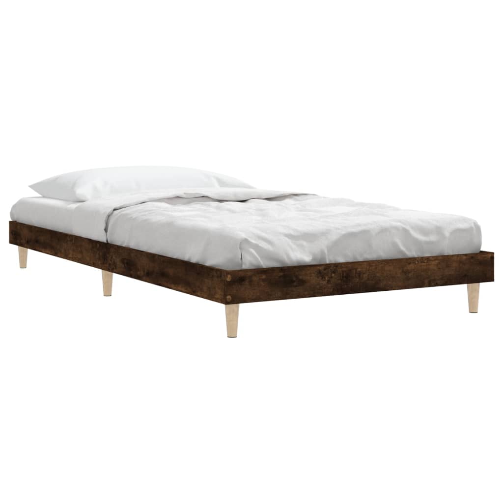 füstös tölgy színű szerelt fa ágykeret matrac nélkül 90x190 cm