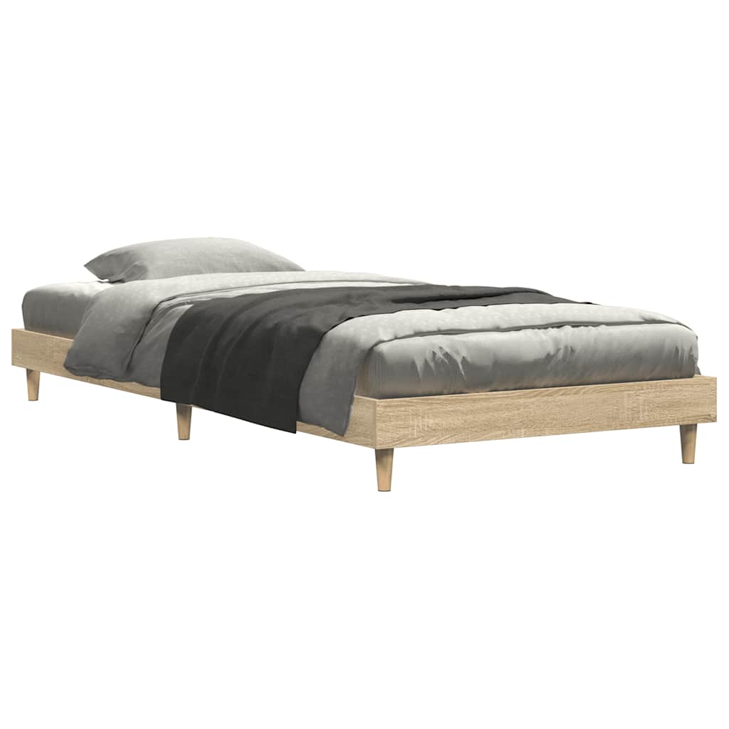 sonoma tölgy színű szerelt fa ágykeret matrac nélkül 75x190 cm