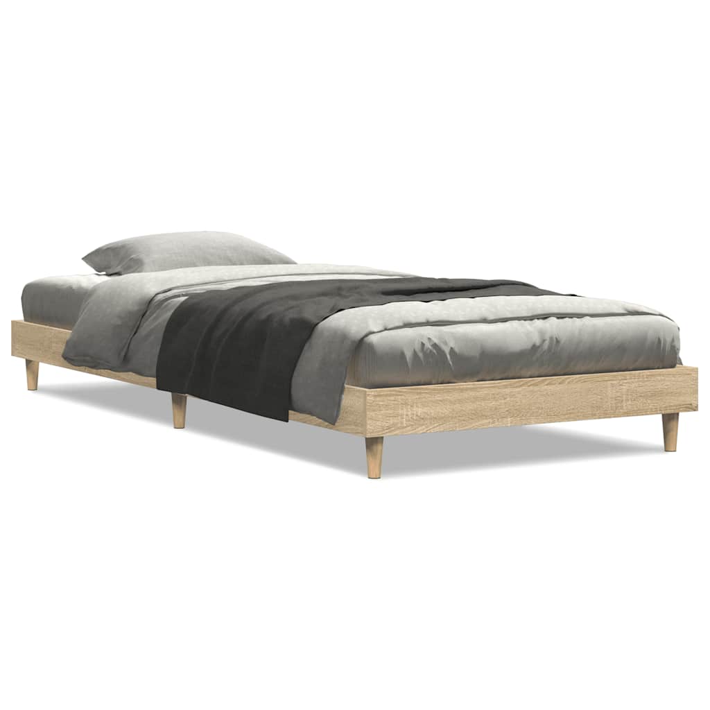 sonoma tölgy színű szerelt fa ágykeret matrac nélkül 75x190 cm