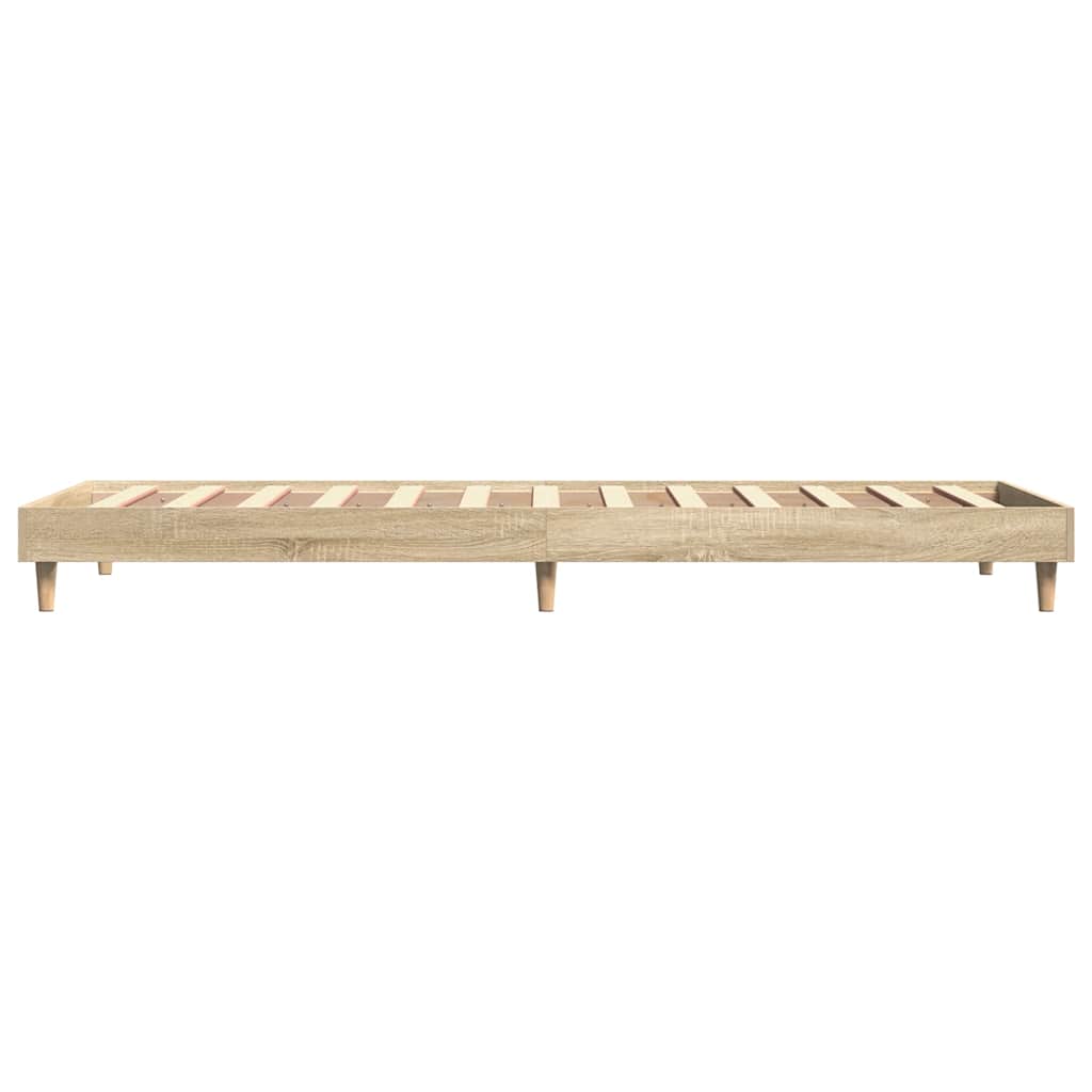 sonoma tölgy színű szerelt fa ágykeret matrac nélkül 75x190 cm