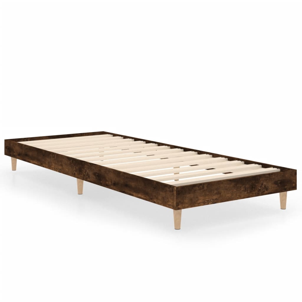 füstös tölgy színű szerelt fa ágykeret matrac nélkül 75x190 cm