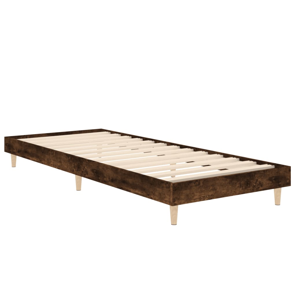 füstös tölgy színű szerelt fa ágykeret matrac nélkül 75x190 cm