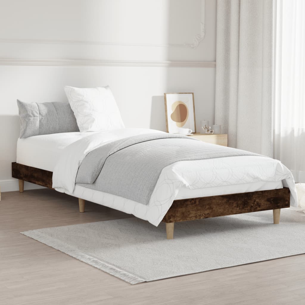 füstös tölgy színű szerelt fa ágykeret matrac nélkül 75x190 cm