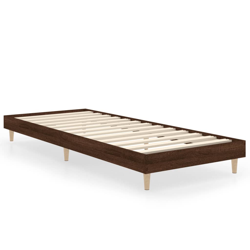 barna tölgy színű szerelt fa ágykeret matrac nélkül 75x190 cm