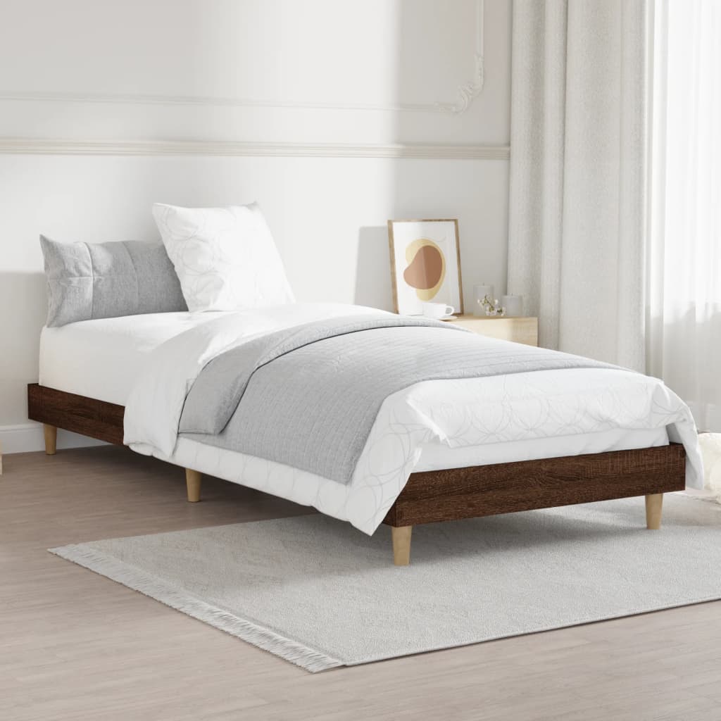 barna tölgy színű szerelt fa ágykeret matrac nélkül 75x190 cm