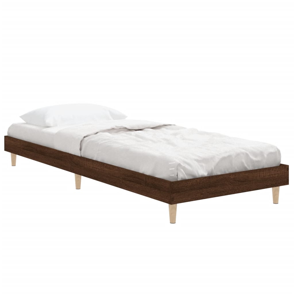 barna tölgy színű szerelt fa ágykeret matrac nélkül 75x190 cm