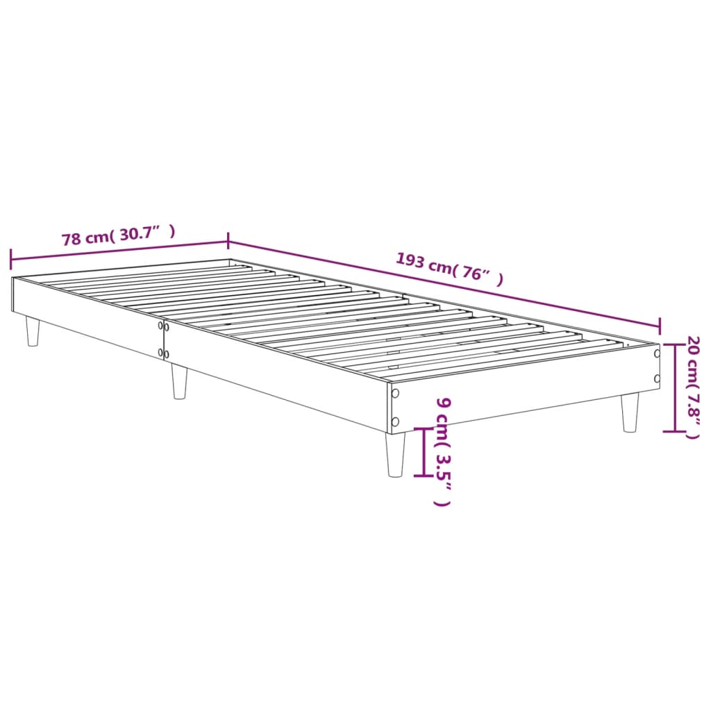 barna tölgy színű szerelt fa ágykeret matrac nélkül 75x190 cm