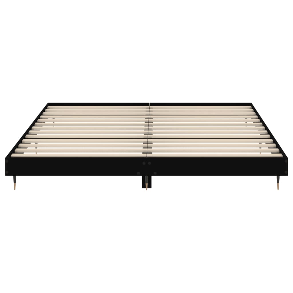 fekete szerelt fa ágykeret 200 x 200 cm
