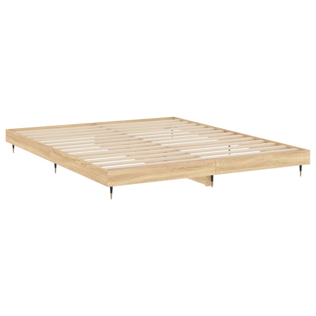 sonoma tölgyszínű szerelt fa ágykeret matrac nélkül 200x200 cm