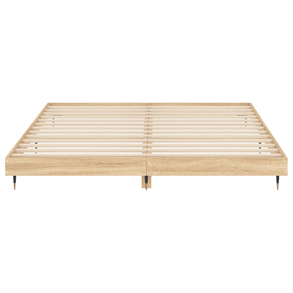 sonoma tölgyszínű szerelt fa ágykeret matrac nélkül 200x200 cm