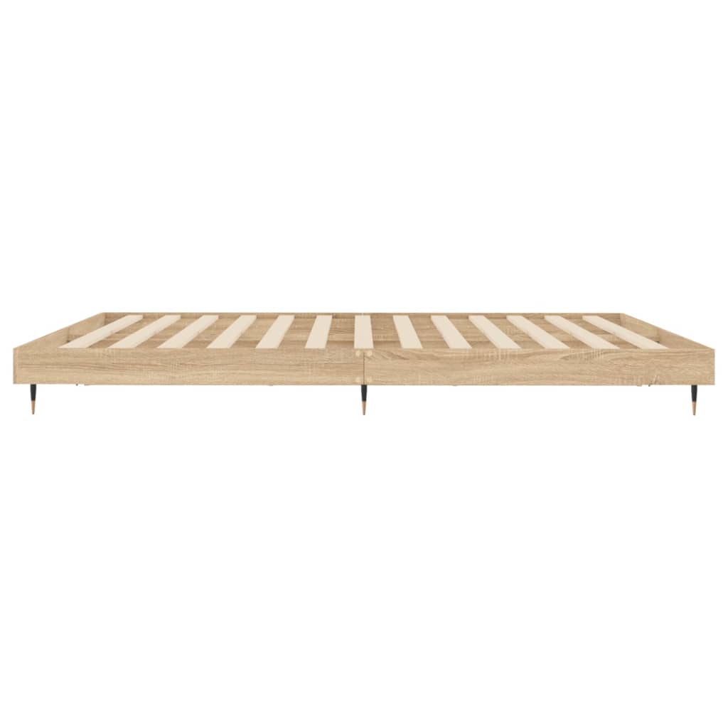 sonoma tölgyszínű szerelt fa ágykeret matrac nélkül 200x200 cm