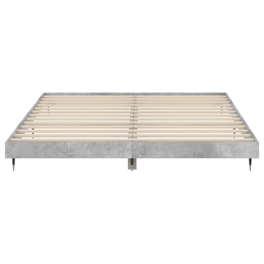 betonszürke szerelt fa ágykeret 200 x 200 cm