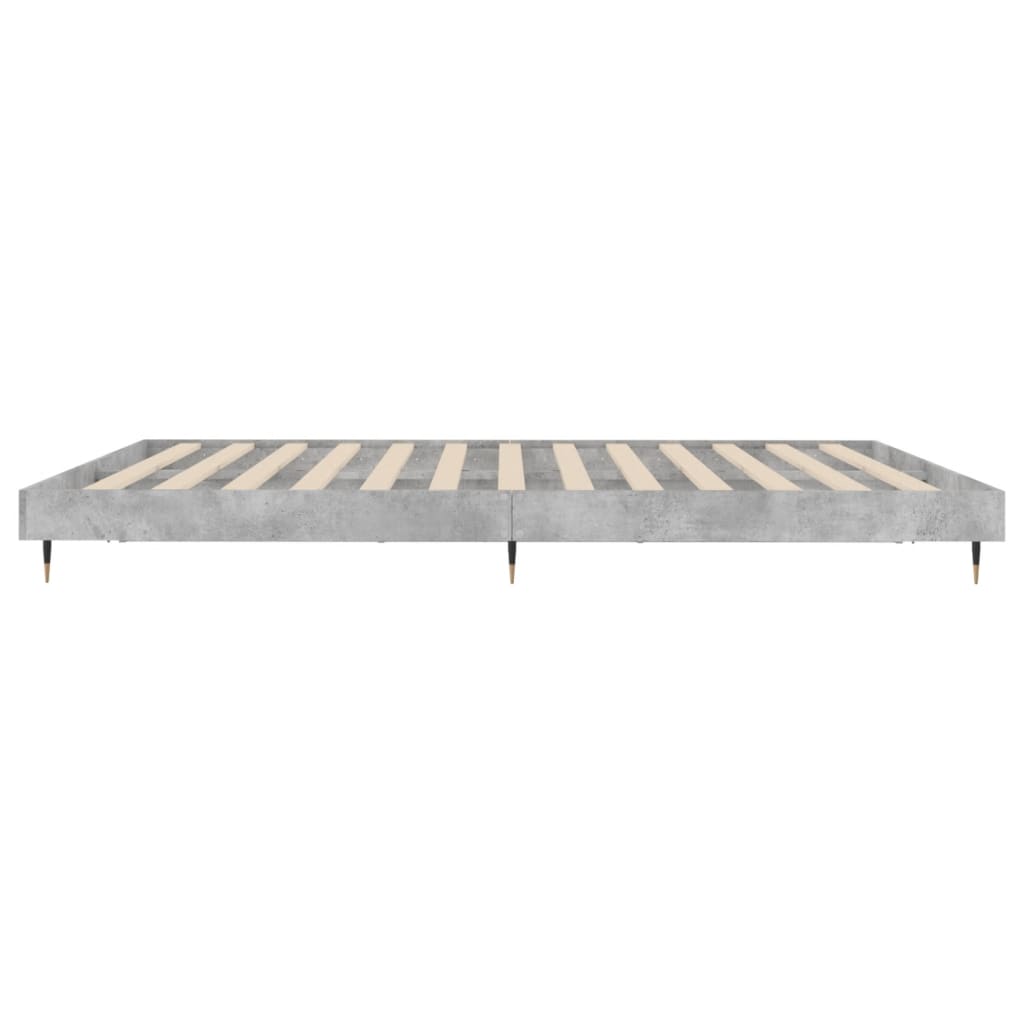 betonszürke szerelt fa ágykeret 200 x 200 cm