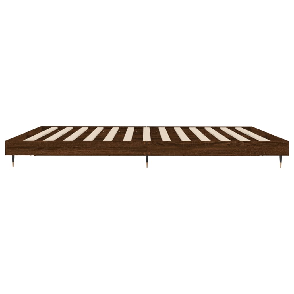barna tölgy színű szerelt fa ágykeret matrac nélkül 200x200 cm