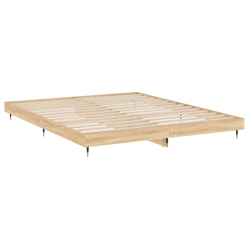 sonoma tölgy színű szerelt fa ágykeret matrac nélkül 120x200 cm