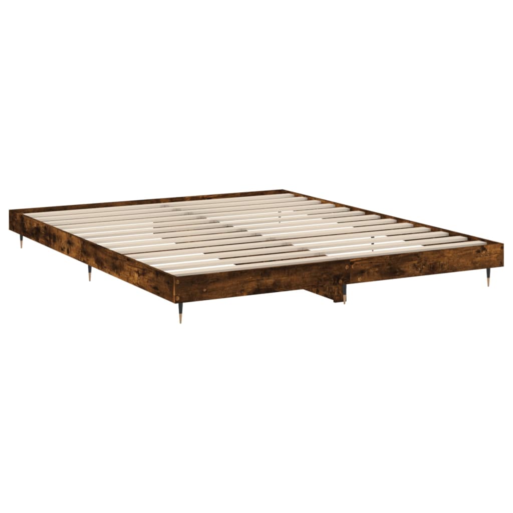 füstös tölgy színű szerelt fa ágykeret matrac nélkül 120x200 cm