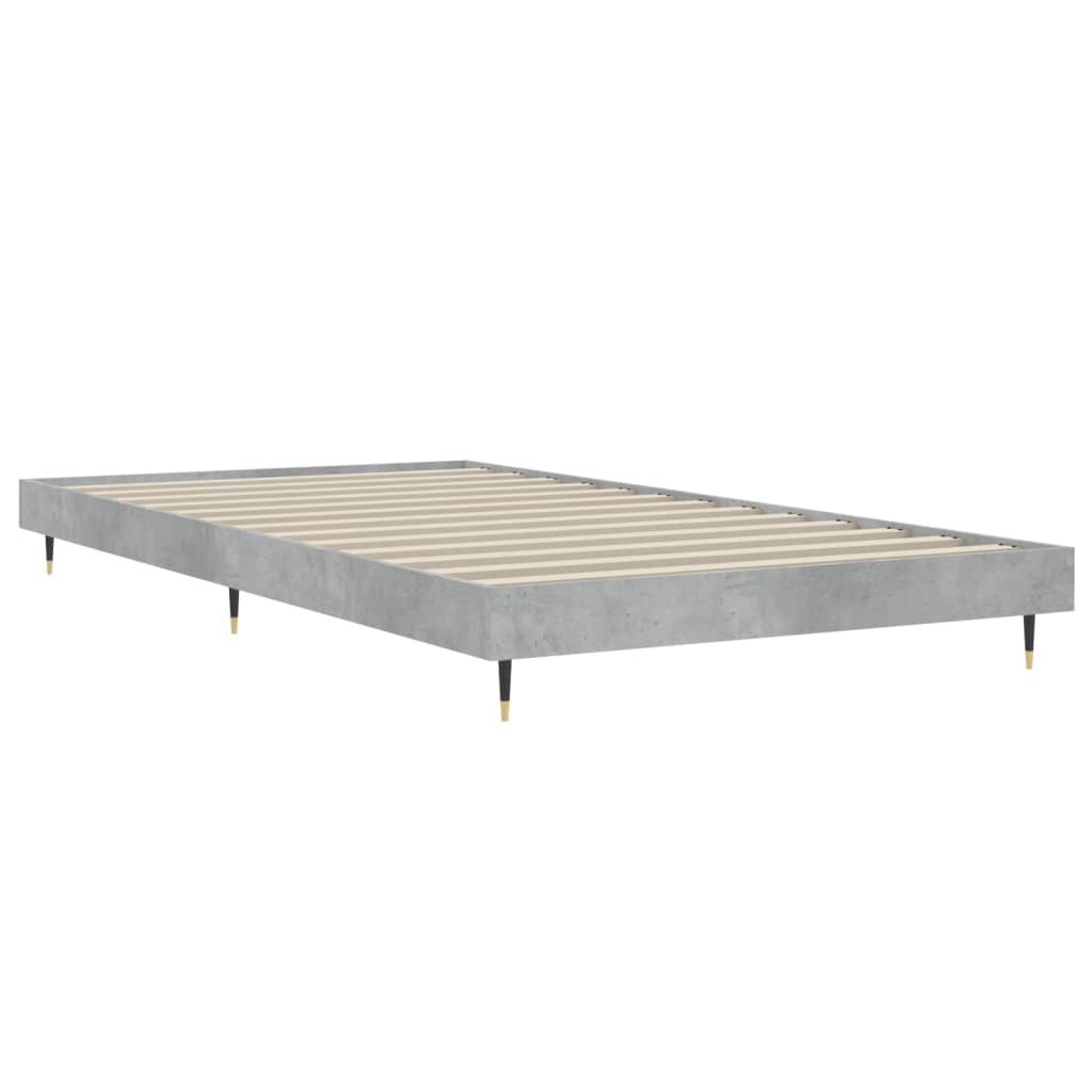 betonszürke szerelt fa ágykeret 100 x 200 cm