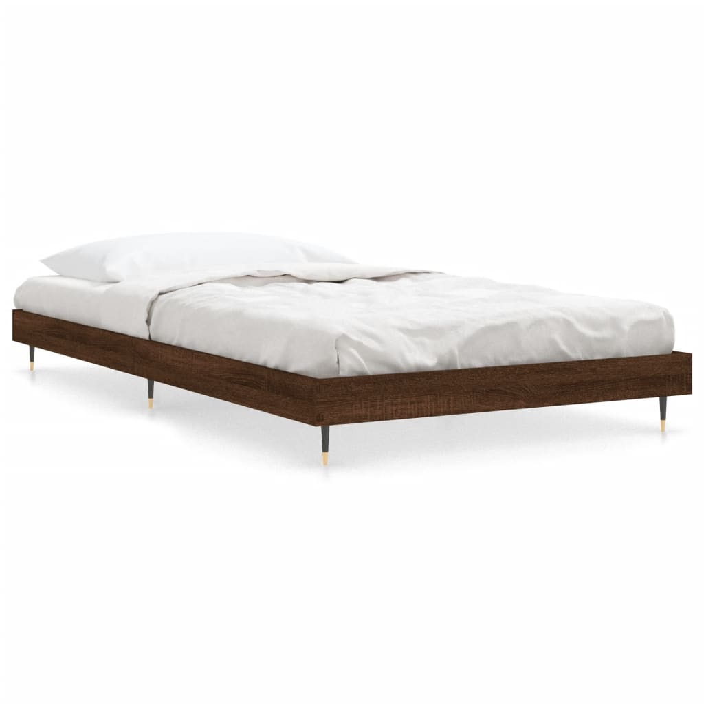 barna tölgy színű szerelt fa ágykeret matrac nélkül 100x200 cm