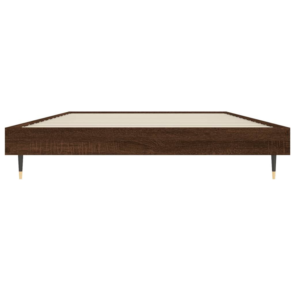 barna tölgy színű szerelt fa ágykeret matrac nélkül 100x200 cm