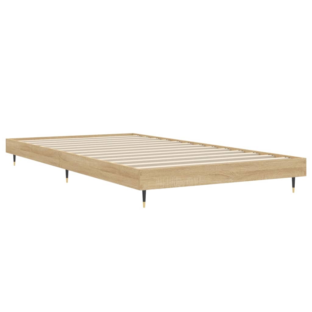 sonoma tölgy színű szerelt fa ágykeret matrac nélkül 90x200 cm