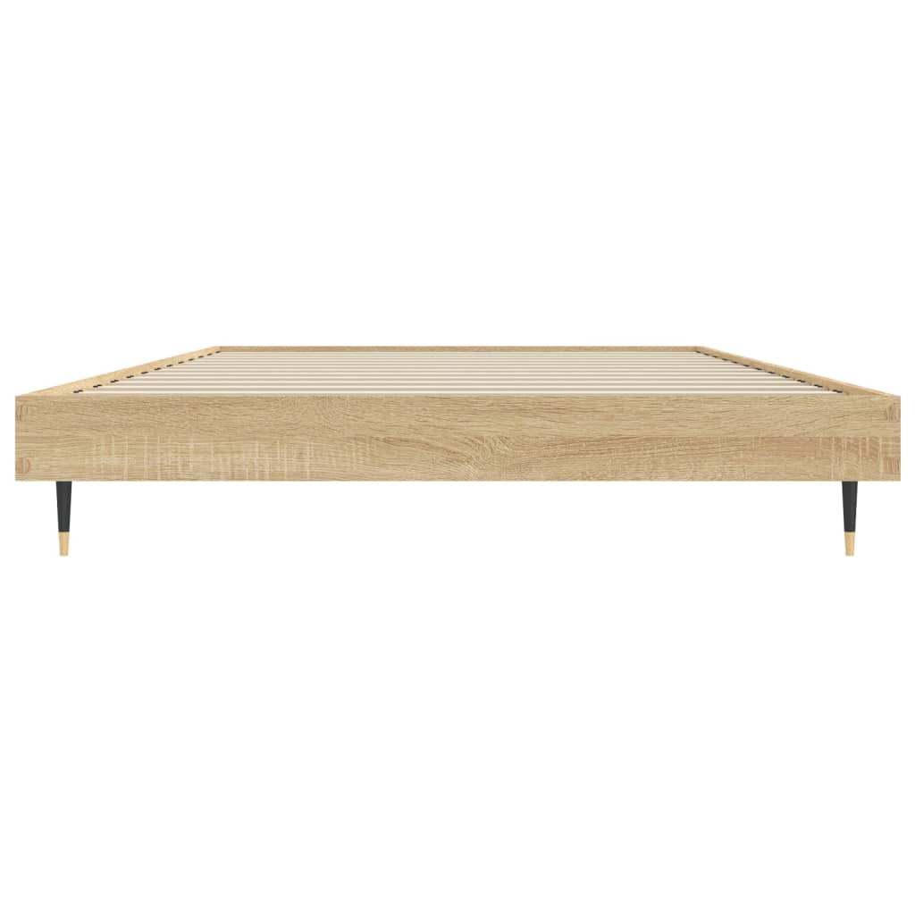 sonoma tölgy színű szerelt fa ágykeret matrac nélkül 90x200 cm