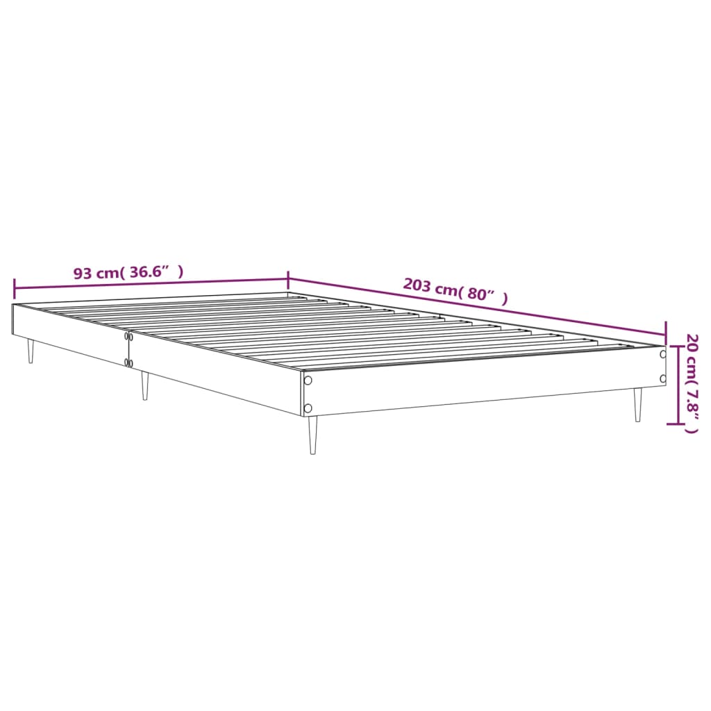 sonoma tölgy színű szerelt fa ágykeret matrac nélkül 90x200 cm