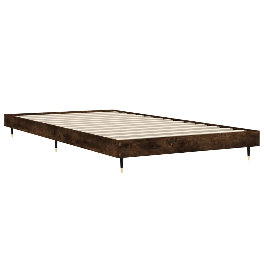 füstös tölgy színű szerelt fa ágykeret matrac nélkül 90x190 cm