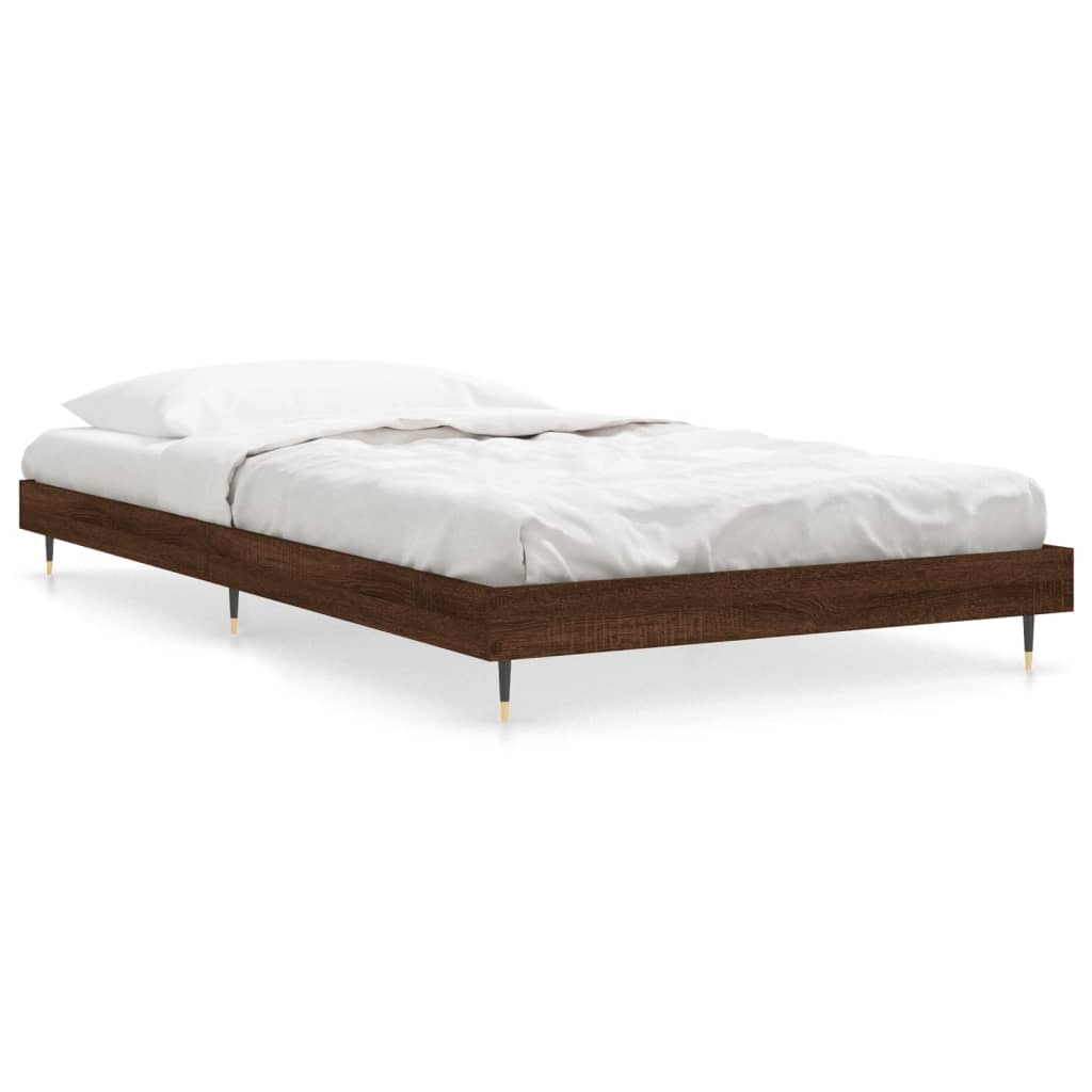 barna tölgy színű szerelt fa ágykeret matrac nélkül 90x190 cm