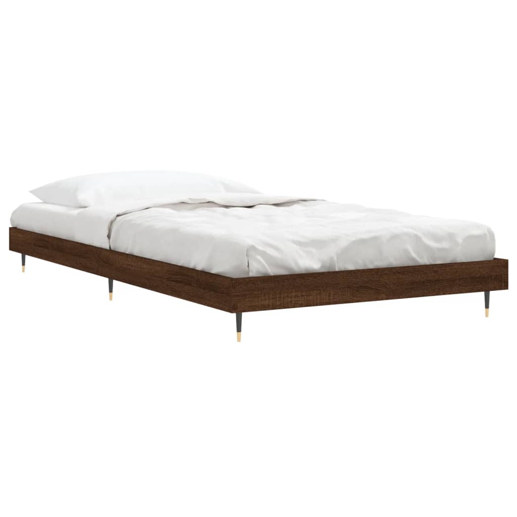 barna tölgy színű szerelt fa ágykeret matrac nélkül 90x190 cm