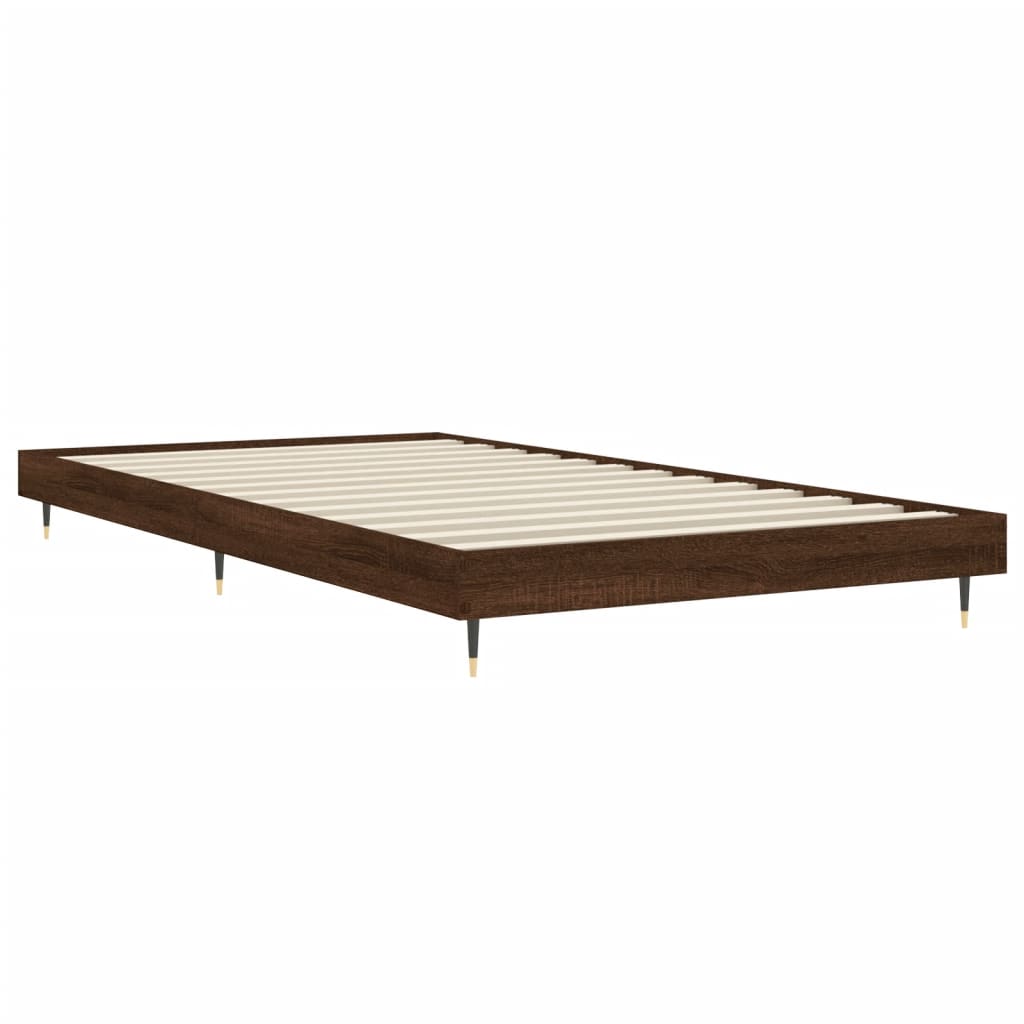 barna tölgy színű szerelt fa ágykeret matrac nélkül 90x190 cm