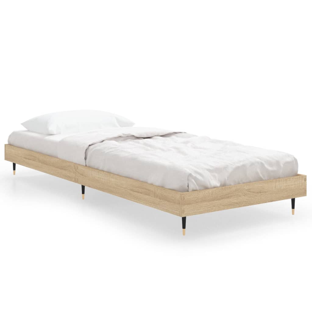 sonoma tölgy színű szerelt fa ágykeret matrac nélkül 75x190 cm