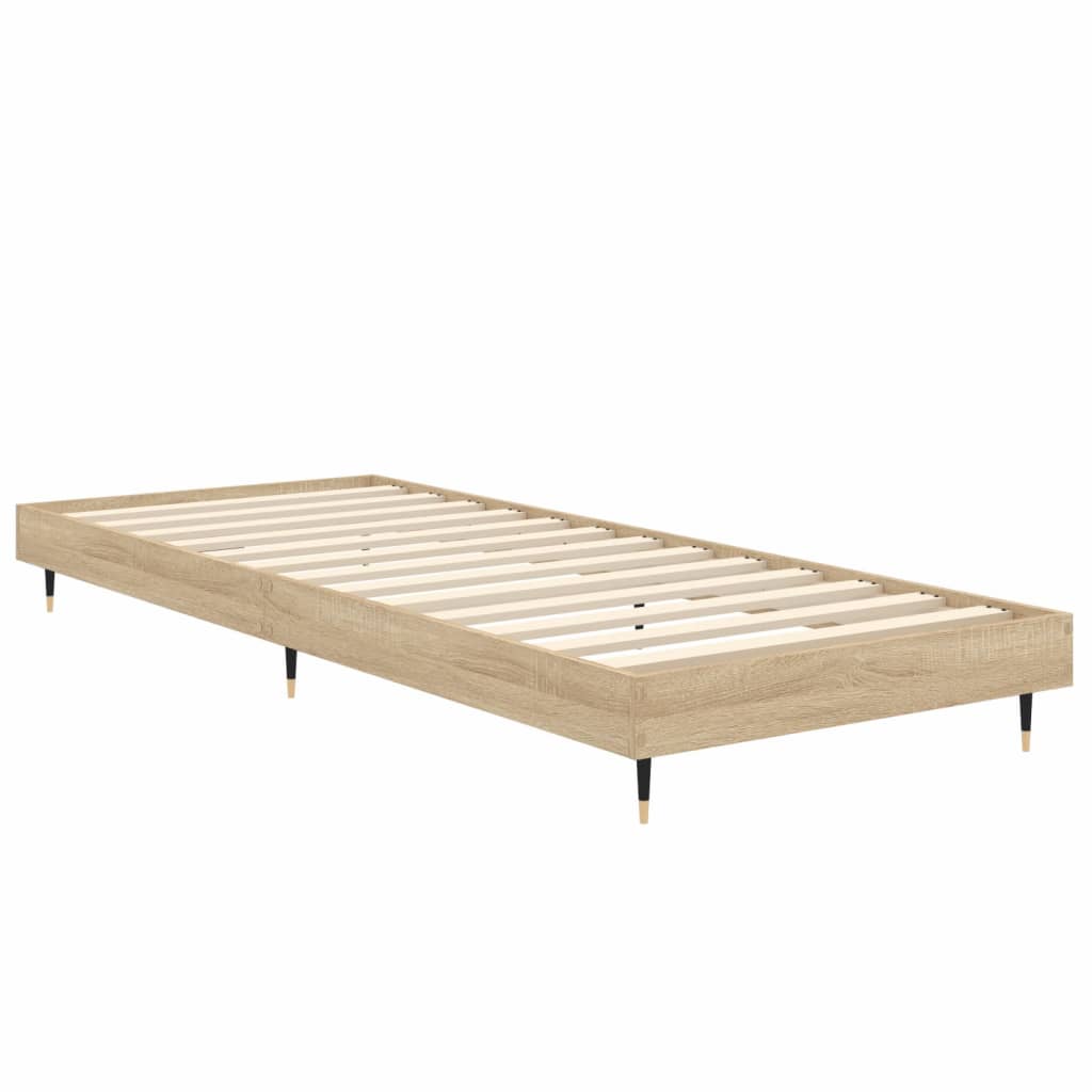 sonoma tölgy színű szerelt fa ágykeret matrac nélkül 75x190 cm