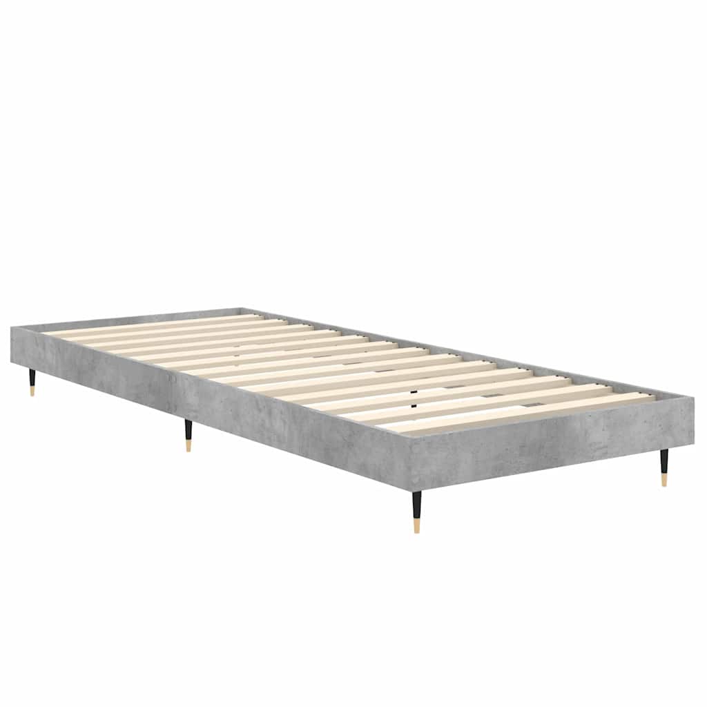 betonszürke szerelt fa ágykeret 75 x 190 cm